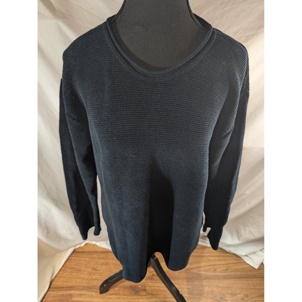 Klok Denmark Size M Navy 100% Cotton Textured Sweater Roll Neck